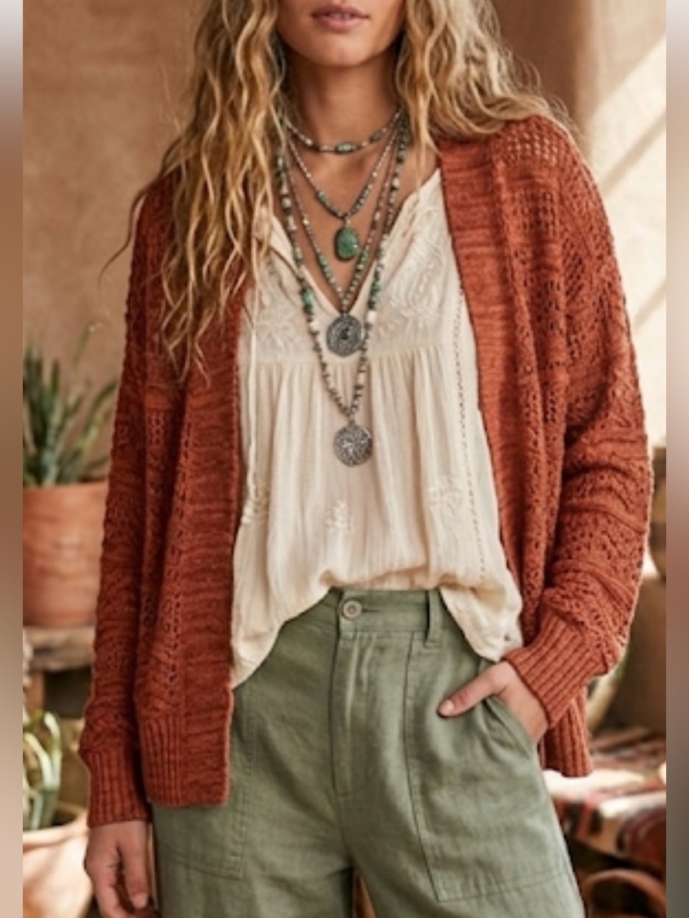 Maurices Rust Open-Knit Women's Sweater size small
